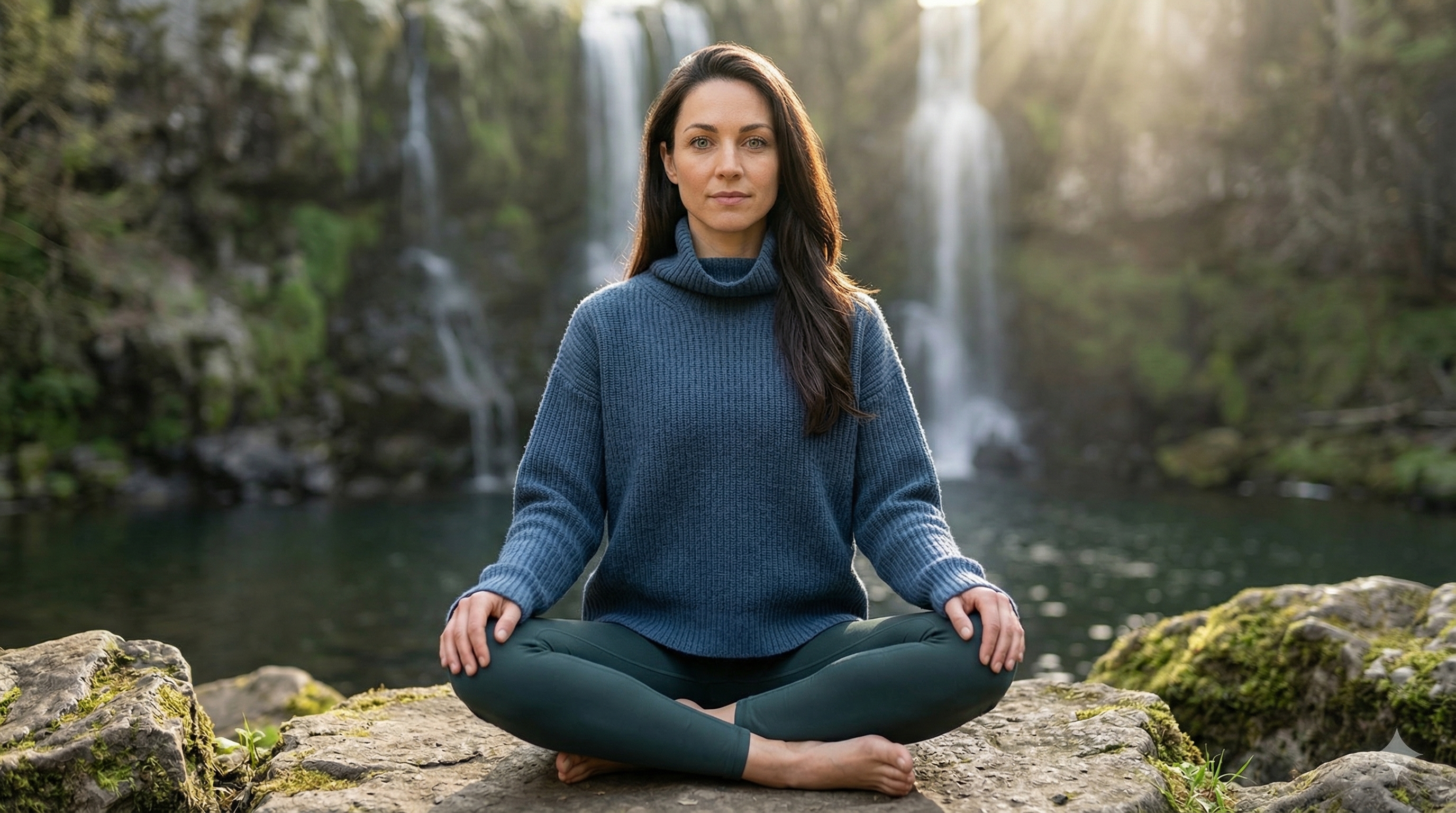 Meditation by waterfall
